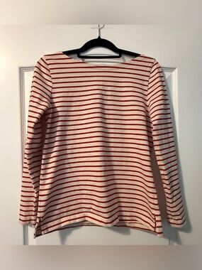 J. Crew Red and Cream Striped Top